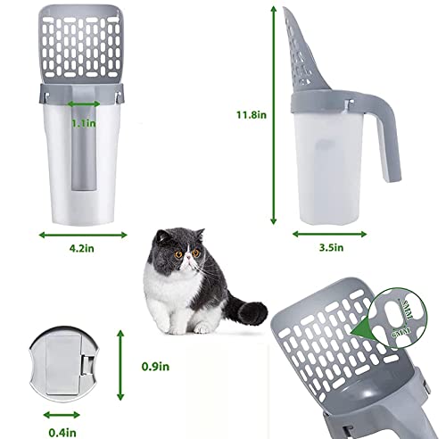 Blnene Premium Cat Litter Scoop With Bags, Portable Litter Scoops With 4 Rolls Garbage Bags, Integrated Detachable Kitty Litter Scoop, Large Capacity Cat Litter Disposal System #TOP1