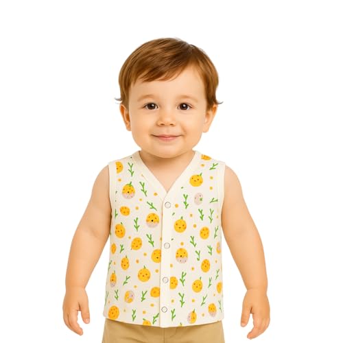 Image of Kidbea Newborn Baby Jhabla Unisex - Organic Cotton Muslin Shirt | Soft & Breathable Summer Wear for Boys & Girls | Cute Prints Infant Clothing