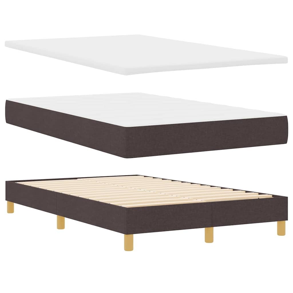 Cama con somier LED, color marrón oscuro, 120 x 190 cm, tela con cabecero ajustable y tiras LED RGB, estructura de madera estable para dormitorio