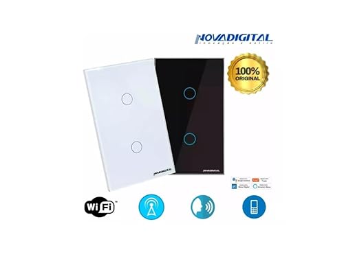 Interruptor inteligente Lite 2 botões touch Wi-Fi branco Novadigital