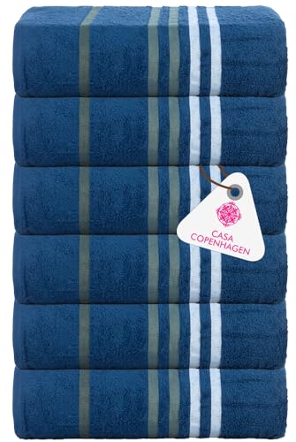 Image of Casa Copenhagen - Egyptian Cotton Exotic 6 Pcs Face Towel (30 X 30 cm) Colour : Navy