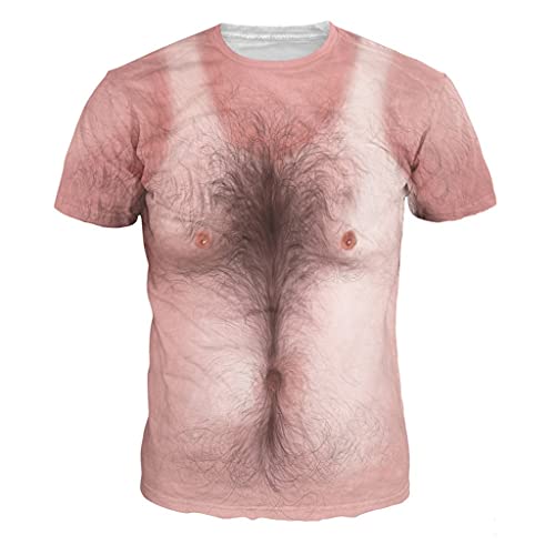 Générique T-Shirt mit 3D-Druck, kurzärmelig, lustig, kurzärmelig, mit Haarmuster auf der Brust, lustiger Stil, für den Sommer, atmungsaktiv und schnell trocknend, für Freizeit, 01 Braun, 80 Générique T-Shirt mit 3D-Druck, kurzärmelig, lustig, kurzärmelig, mit Haarmuster auf der Brust, lustiger Stil, für den Sommer, atmungsaktiv und schnell trocknend, für Freizeit, 01 Braun, 80