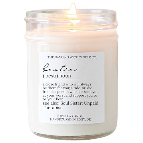 The Dancing Wick Candle - Bestie Candle Lavender Vanilla Scented Soy Wax Calming Gift Friend Soul Sister Therapist 8oz Hand-Poured Made in the USA (Bestie)