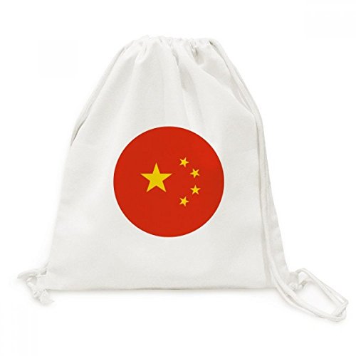 Mochila de lona com cordão e símbolo asiático da bandeira nacional da China