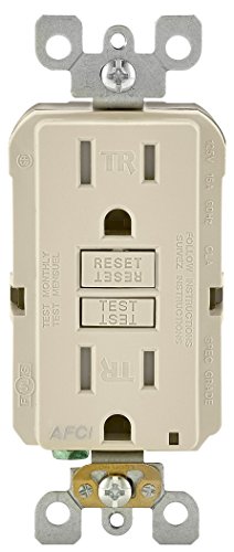 Leviton R06-AFTR1-0KT 15 Amp Almond AFCI Receptacle