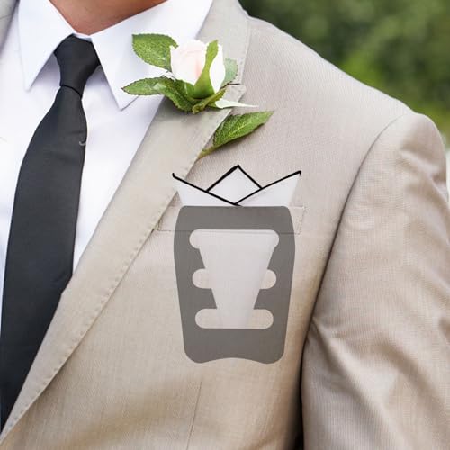 Image of White Pocket Squares for Men, Mens Linen Cotton Handkerchiefs with Pocket Square Holder for Daily Wedding Banquet