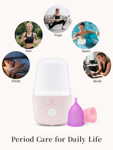 Image of ROSA RUGOSA Menstrual Cup Sterilizer Fits Menstrual Cups and Disc, See-Through Design, Includes Measuring Cup, Auto Shut Off, for Home, Dorm and Travel