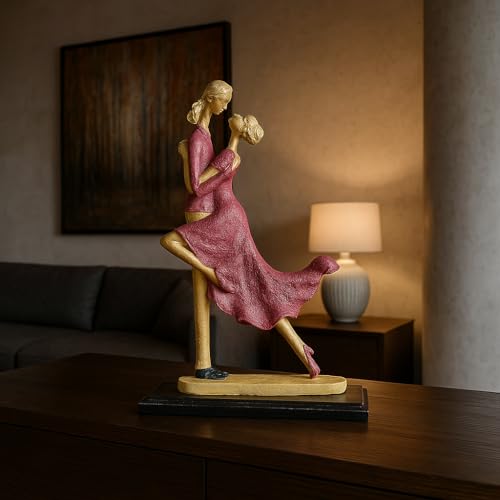 Image of Xtore Elegant Dancing Couple Figurine | Resin Home Decor Accent | Luxury Art Piece for Living Room, Dining Room, or Entryway | Romantic and Graceful Design