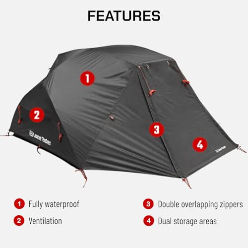 Carpa dome para 2 personas Lone Rider ligera e impermeable miniatura 3