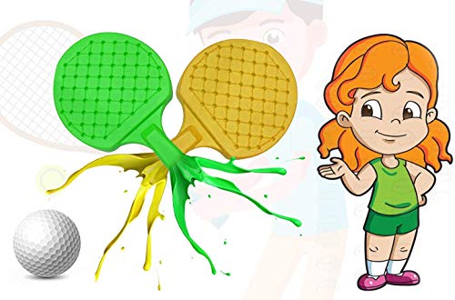 Image of Prime Combo of 4 Pair Table Tennis Badminton Racket Set with Ball for Kids to Play Gift Item Multi Color Pack of 1 (M5)