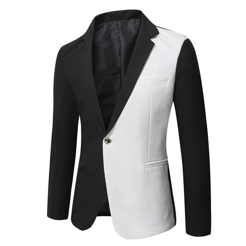Blazer décontracté pour homme mi-saison veste rouge colorblock L - 4