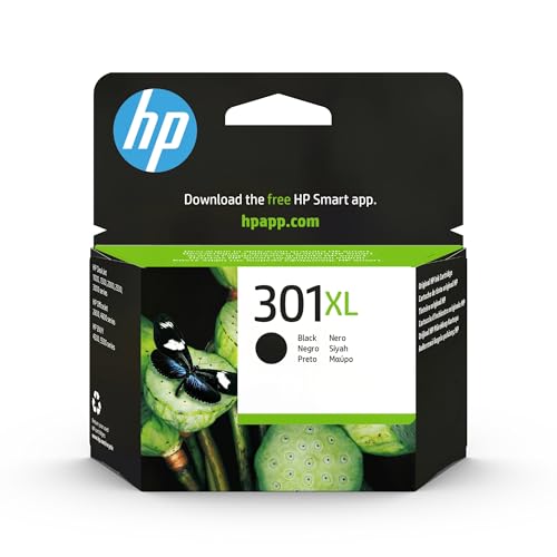 HP 301XL CH563EE, Negro, Cartucho de Tinta de Alta Capacidad Original, compatible con impresoras de inyección de tinta HP DeskJet 1050, 2540, 3050;OfficeJet 2620,4630;ENVY 4500,5530