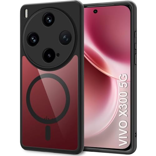 Image of TheGiftKart Hybrid Shockproof Back Cover Case for Vivo X300 5G Compatible with MagSafe | Camera Protection Module | Hard Back Cover for Vivo X300 5G (PC & TPU, Transparent Clear Back, Black Sides)