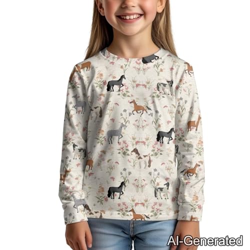 Image of Renewold Boys Girls Tees Kids T-Shirt Long Sleeve Crewneck T Shirts Casual Athletic Tops Clothing for Home School Travel