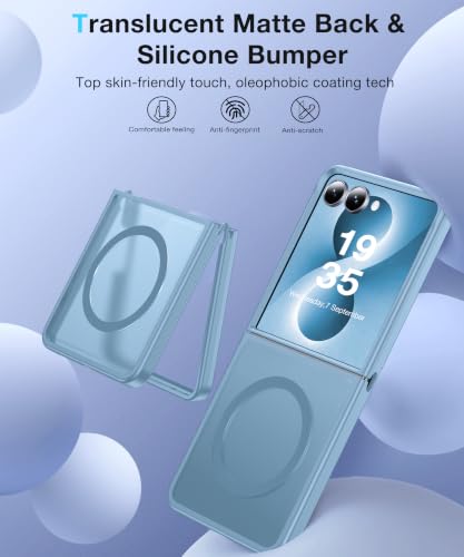 Image of NO.1 Magnetic for Samsung Galaxy Z Flip 8 Case with MagSafe | [Military Grade Drop Tested][Translucent Matte][Anti-Fingerprint] Soft Silicone Bumper for Samsung Flip 8 Case Slim,Sky Blue