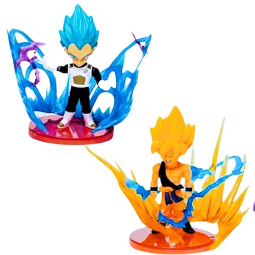 Image of Mallexo DBZ Action Figures Set 2PCs Dragn Bal Z Toys for Kids Animee Toy Set of Size 10CM for Car Dashboard, Decoration, Cake, Office Desk & Study Table Multicolor (S9)
