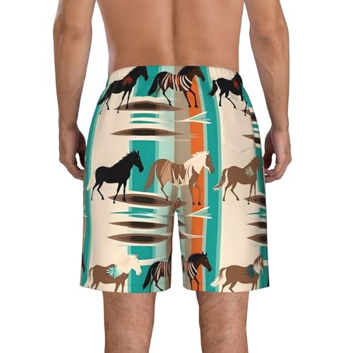 Horse Stripes Pattern Men's Swim Trunks Quick Dry Board Shorts with Pockets Casual Drawstring Beach Shorts3