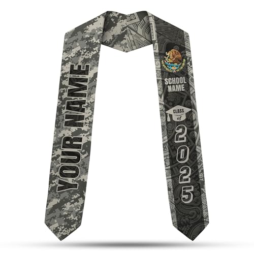MonkeyVan Custom Mexican Graduation Sash Mexico Graduation Stole 2025 Mexican American Flag Graduation Sash Mexican Graduation M48