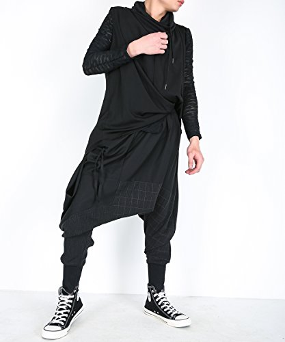 ellazhu Men's Baggy Relaxed Fit Elastic Waist Dropped Crotch Harem Pants Trousers GYM188 A4