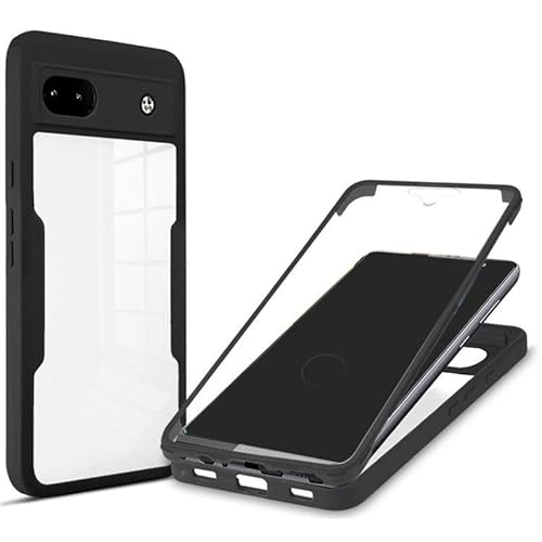 スマホケースカバー・Google Pixel 6a用 ケース 耐衝撃 カバー クリア 透明 両面 前後保護 フルカバー ケース グーグル ピクセル6a ぴくせる6a アンドロイド おしゃれ スマートフォン/スマフォ/スマホケース/カバー(ブラック)