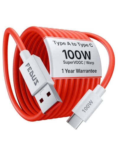 Image of FEDUS ZETTA-X2I 100W 1M USB-A to Type-C Charging Cable Original for OnePlus 15 /13 /12, Nord 4 /5 /6, Oppo Find X9 /X8 & Realme GT 7 /8 PRO, IQOO 15 /13 /12, SuperVOOC, Warp, Dart Fast Charger Wire 65W /80W