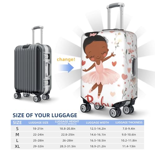 Travel Luggage Covers,Baby Black Girl Ballerina In Pink Thicker Elastic Suitcase Cover Dustproof Baggage Cover Scratch-Resistant Suitcase Cover Protector Fit 22-24 Inch Luggage Medium4