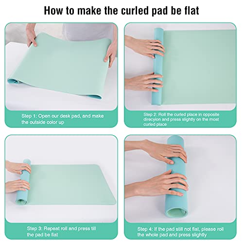 PINKCAT Desk Pad, Large Dual-Sided LightGreen Mouse Pad, Waterproof & Oilproof Desk Protector, Non-Slip Desk Mat for PC Laptop Computer Office/Home/Gaming —(32\" x 16\", LightGreen+Lightblue) - Thumbnail 5