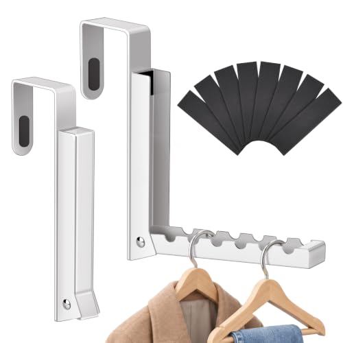 2-Pack Over the Door Hanger Hooks with Extra Anti-slip Pads for Laundry