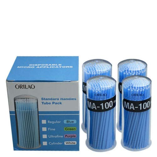 400 PCS Disposable Microbrush Lash Eyelash Micro Brush Mascara Wands Applicator Makeup Tool (Blue)
