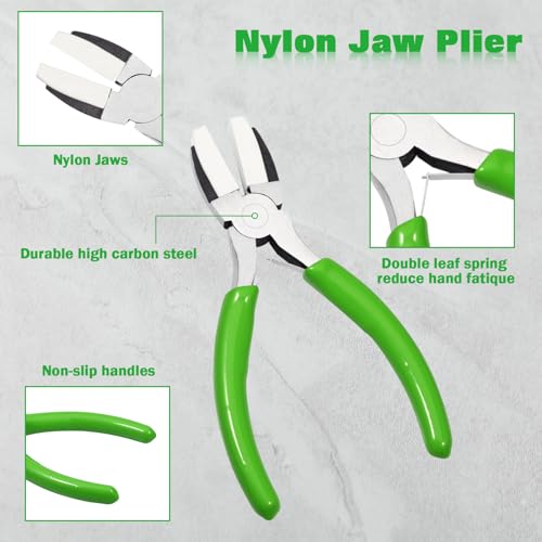 Image of 5 Inches Double Nylon Jaw Pliers Flat Nose Pliers for Jewelry Making with 2 Replacement Nylon Jaws Parallel Plier Soft Jaw Plier Jewelry Making Tools for Beading Wire Shaping DIY Hobby