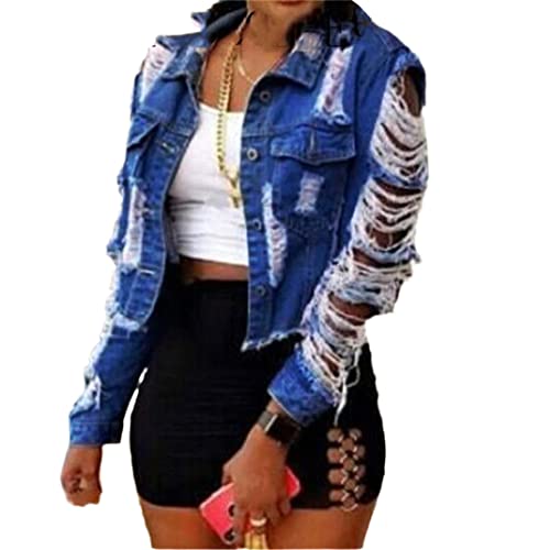 Manteau décontracté à paillettes femme jean streetwear veste boutonnière 3XL