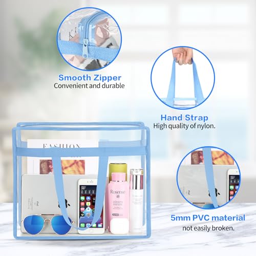 NATURAL STYLE 2 Pieces Clear Beach Tote Bags, Clear Travel Tote Bag, Stadium Approved Bag3