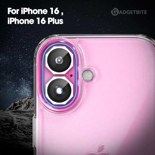 Image of GadgetBite Snaptra Octagon Lens Protector Compatible With iPhone 16 & iPhone 16 Plus - 9H Tempered Glass Camera Cover with Metal Ring, Scratch-Resistant,Camera Lens Protection - Pink