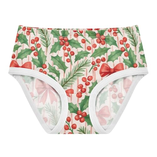 Joisal Cotton Toddler Underwear Floral Watercolor Christmas Red Bows Little Girl Panties Designer Briefs Girls Undies 2t