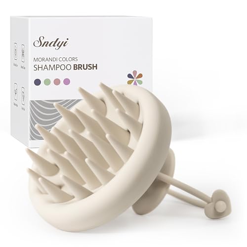 Sndyi Cepillo Masajeador Cuero Cabelludo [Mojado & Seco] - Cepillo para Champú con Cerdas Suaves de Silicona, Cepillo para el Cuero Cabelludo para Eliminar la Caspa y Hacer Crecer el Cabello, Avena