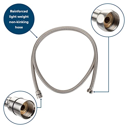 Image of Camco Complete RV /Marine Shower Head Kit | Features Convenient On /Off Switch for Water Efficient Showers | 5 Spray Patterns | Brushed Nickel (43747)