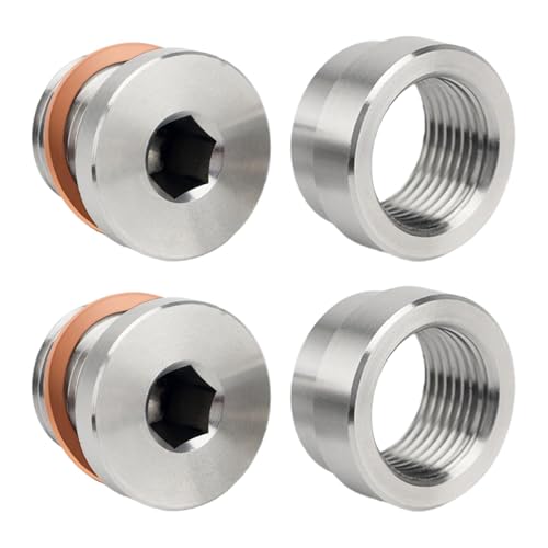 joytrace M18x1.5 Oxygen Sensor Weld Bungs & Plugs Kit (2 Bungs/2 Plugs) - Stainless Steel Welding Adapters