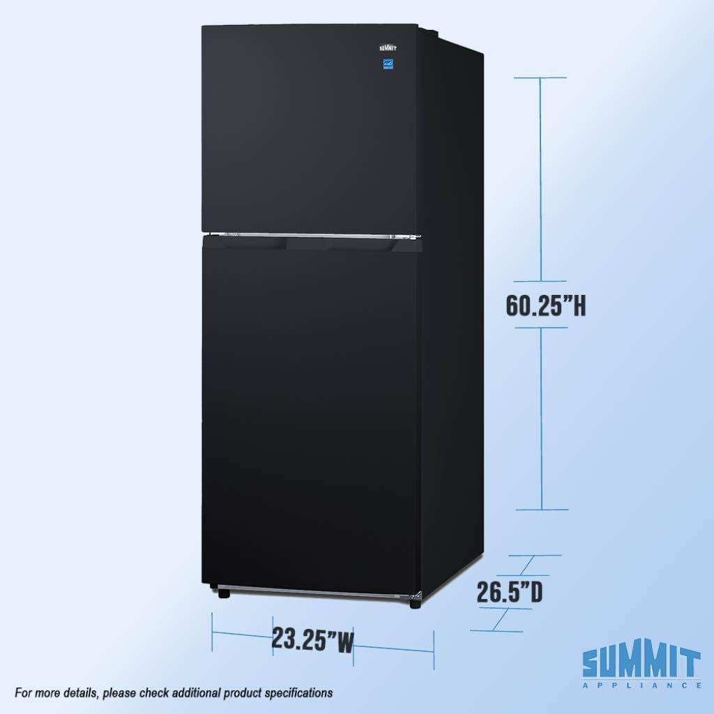 Summit 24" Refrigerator, Refrigerator - Freezer, With Ice Maker, Black- FF1087BIM