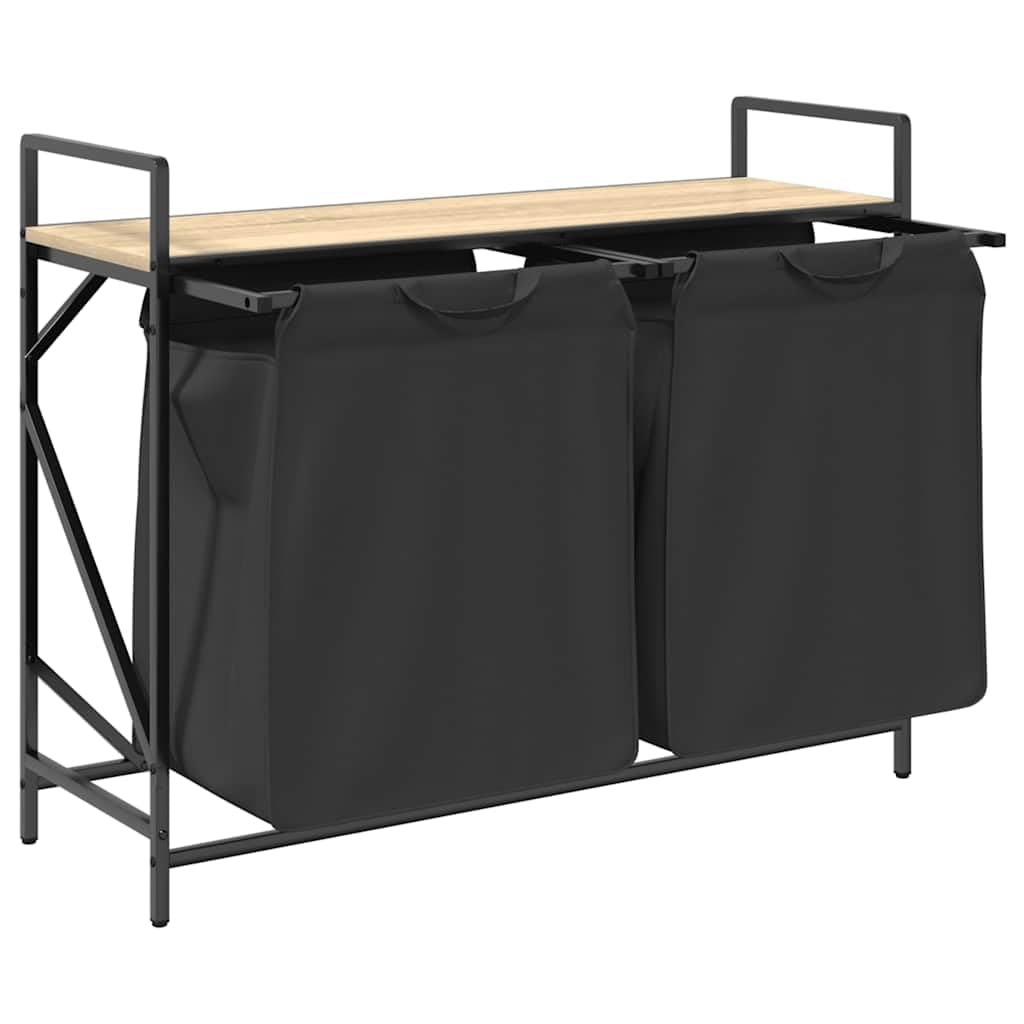Cesto della Biancheria 2 Scomparti con Ripiano Rovere Sonoma,Forniture domestiche,Forniture Lavanderia,Cesti del bucato-859076