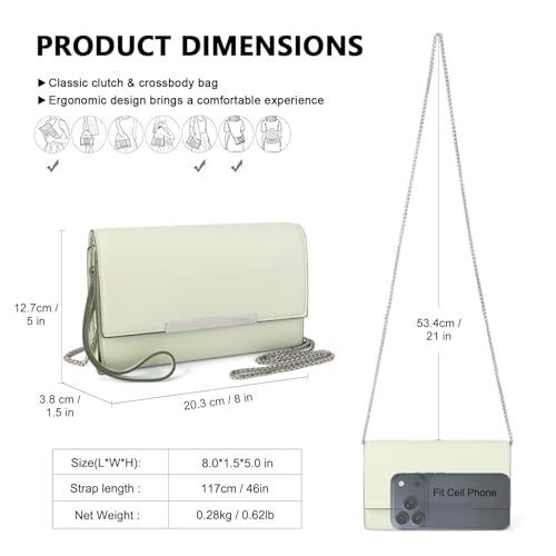 Image of AFKOMST Clutch Purses for Women Small Convertible Wristlet and Evening Bag | Vegan Leather, Fits 6.7-inch Phone /Passport, Versatile for Formal Events /Prom /Wedding /Cocktail /Night Out /Daily Use