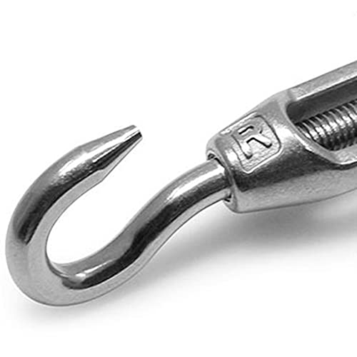 Turnbuckle Wire Tensioner (Hook and Eye) Wire Rope Tension, Stainless Steel 5PCS M6 Adjustable Turnbuckles Tensioner Set Heavy Duty, 20PCS 1/8 M3 Wire Rope Clamp, 10PCS M3 Loop Thimble miniatura 5