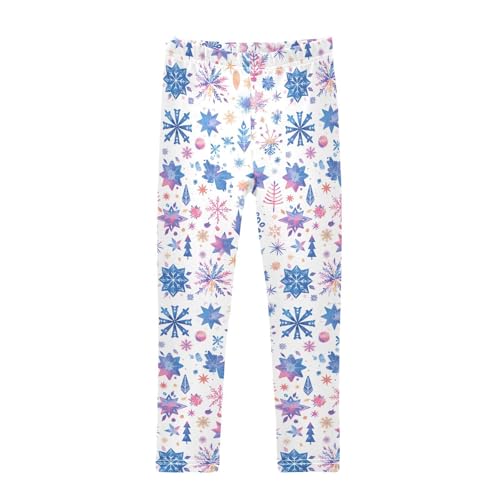 KLL Christmas with Snowflakes Toddler Girls Athletic Leggings Stretchy High Waisted Activewear Exercise
