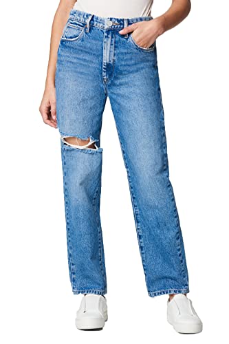 [BLANKNYC] Womens Relaxed High Rise Straight Leg Rip Loose Fit Jeans, Comfortable Pants & Designer ClothingJeans