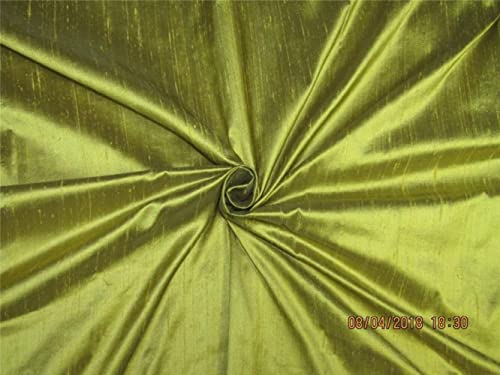 Soie dupion au mètre couleur olive, tissu 100 % pure soie MM45 large pour couture haut de gamme