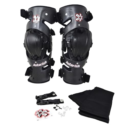 Asterisk Carbon Cell One - Advanced Knee Protector Brace for Motocross, Snowboarding, Wakeboarding, Off-Roading, Football, & More (Pair, Large)