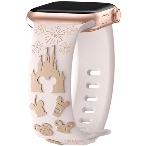 Cartoon 3D Embossed Band Compatible with Apple Watch Bands 40mm 38mm 44mm 45mm 41mm 42mm 49mm Women Two-Tone Soft Silicone Sport Strap for iWatch Series 10 9 8 7 6 5 4 3 2 1 Ultra