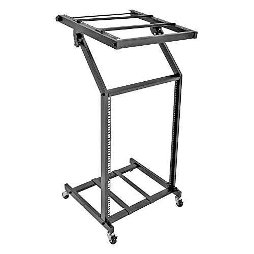 5 Core 16U Professional Rack Mount Stand Dj Mixer Case Studio Equipment Adjustable Stage Cart With Wheels Music Party Show Black Rack Stand 16U #TOP11