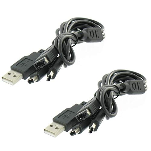 Wiresmith 2X 2-Pack 3 in 1 USB Charging Cable for Nintendo DS GBA SP DSi 3DS 2DS XL