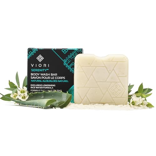 Viori Serenity Body Wash Bar -120 Gram Natural Aloe Scent - Body Soap Bar with Handcrafted with Longsheng Rice Water & Natural Ingredients - Sulfate-free, Paraben-free, 100% Vegan, Zero-Waste