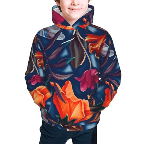 Tropical Flower Kid Hoodies Boys Sweatshirts Girls Pullover with Pocket3